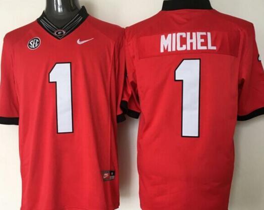 Georgia Bulldogs 1 Sony Michel men red College ncaa Football Jerseys