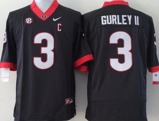 Georgia Bulldogs 3 Todd Gurley men black College ncaa Football Jersey