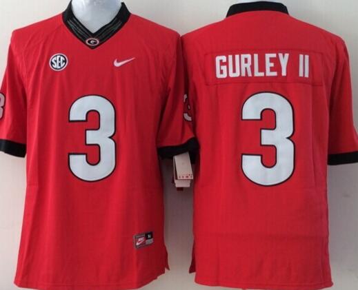 Georgia Bulldogs 3 Todd Gurley men red College ncaa Football Jersey