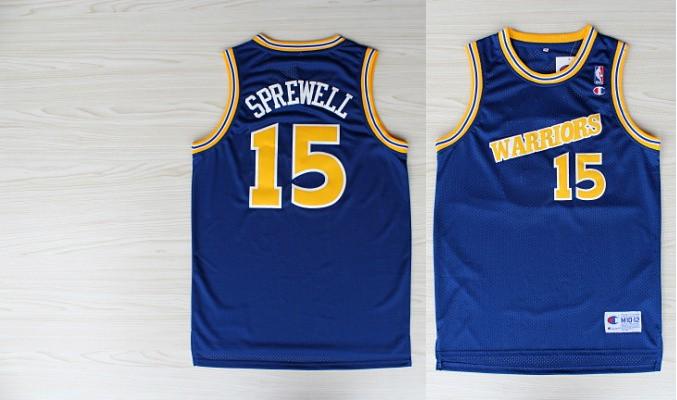 Golden State Warriors 15 SPREWELL Blue adidas men nba basketball jerseys
