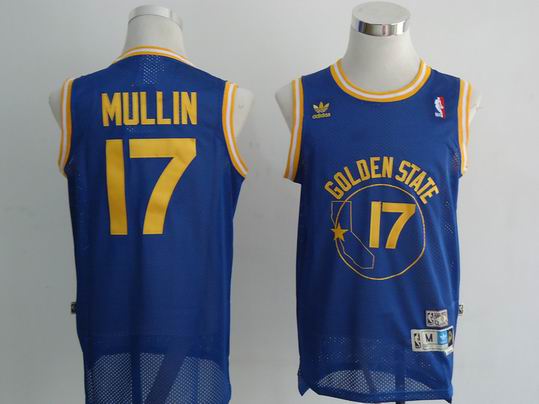 Golden State Warriors 17 Chris Mullin Gold blue adidas men nba basketball jerseys
