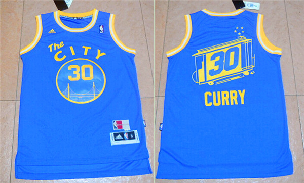 Golden State Warriors 30 Stephen Curry The City blue nba basketabll Jersey