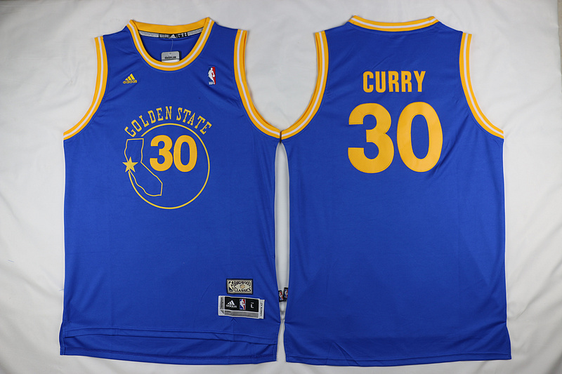 Golden State Warriors 30 Stephen Curry blue throwback nba basketabll Jersey