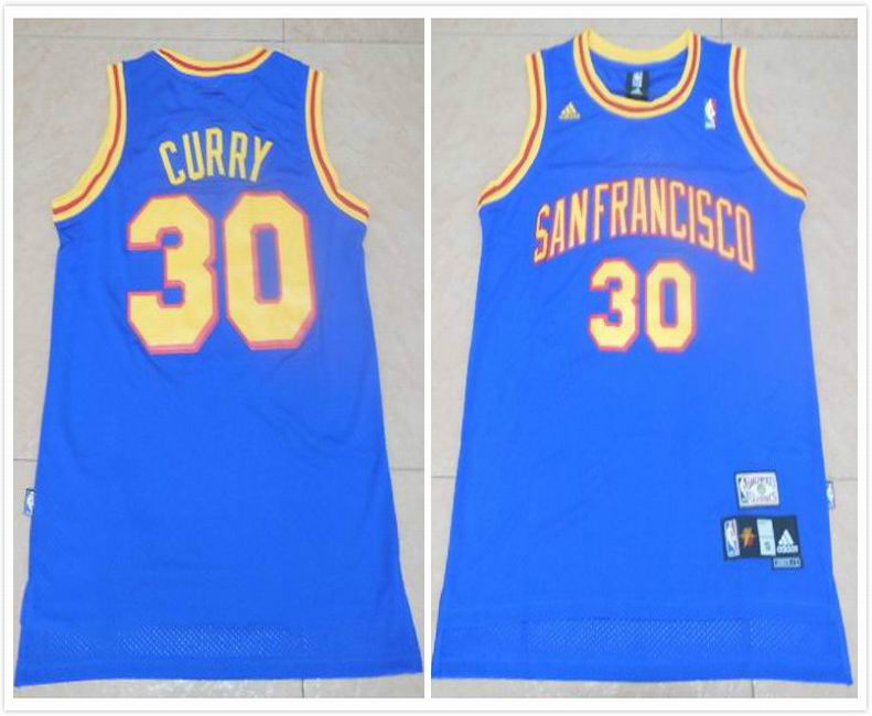 Golden State Warriors 30 Stephen Curry throwback blue adidas men nba basketball jerseys