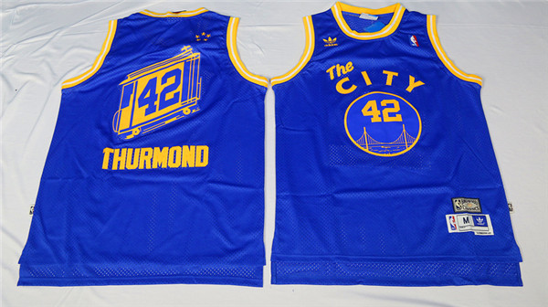 Golden State Warriors 42 Nate Thurmond Blue New adidas men nba basketball jerseys