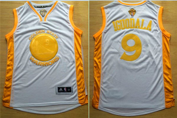 Golden State Warriors 9 Andre Iguodala white gold adidas men nba basketball jerseys