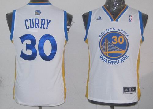 Golden State Warriors Stephen Curry kid white Revolution 30 Swingman Jersey