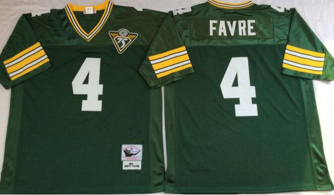 Green bay packers 4 Brett Favre throwback football green Jerseys