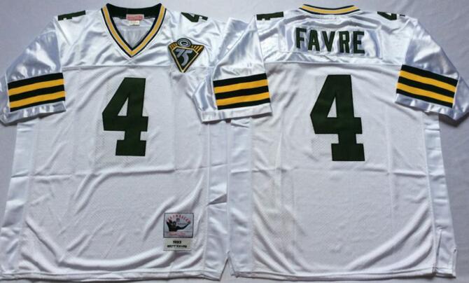 Green bay packers 4 Brett Favre throwback football white Jerseys