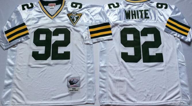 Green bay packers 92 Reggie White throwback football white Jerseys