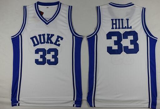 Hill Duke #33 White College Basketball Jersey