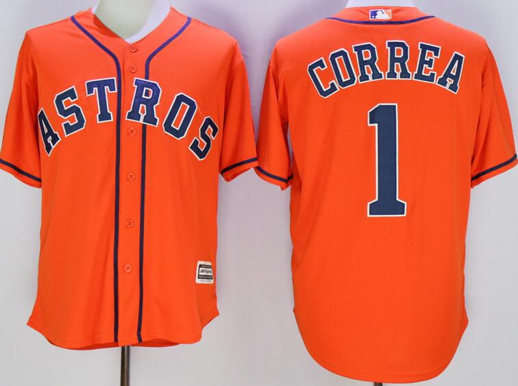 Houston Astros 1 Carlos Correa orange majestic men baseball mlb jersey