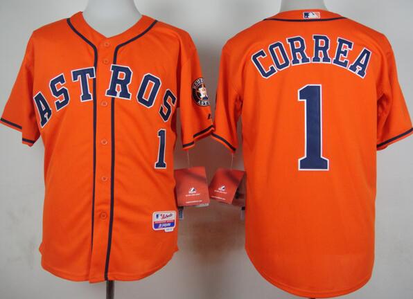 Houston Astros 1 Carlos Correa orange men baseball mlb Jerseys