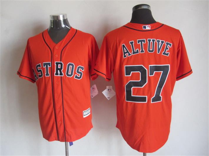 Houston Astros 27  Jose Altuve Authentic orange Majestic men baseball mlb Jersey