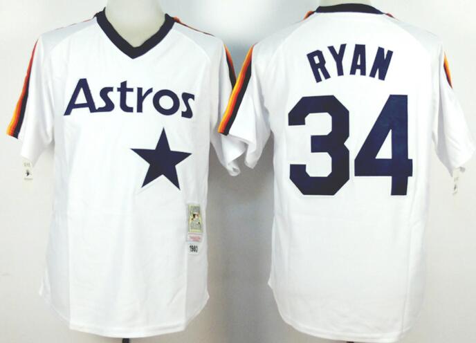 Houston Astros 34 Nolan Ryan Throwback men baseball mlb jersey