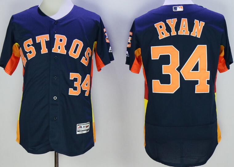 Houston Astros 34 Nolan Ryan dark blue flexbase men baseball mlb Jerseys