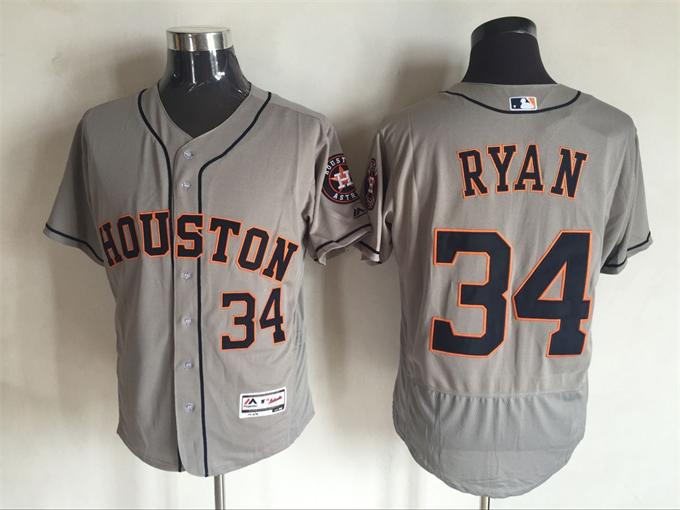 Houston Astros 34 Nolan Ryan gray flexbase men baseball mlb Jerseys