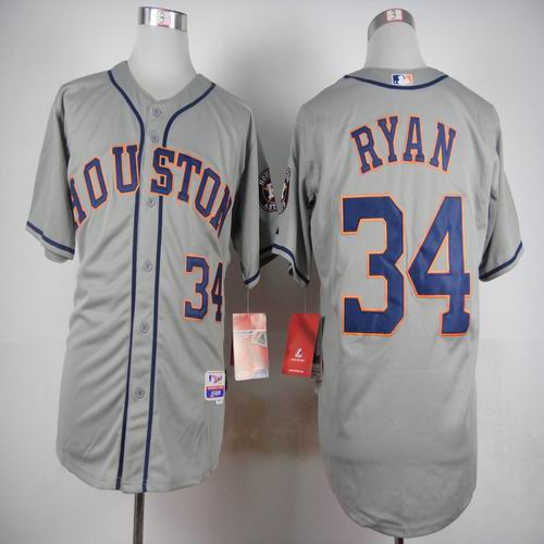 Houston Astros 34 Nolan Ryan gray men baseball mlb jerseys