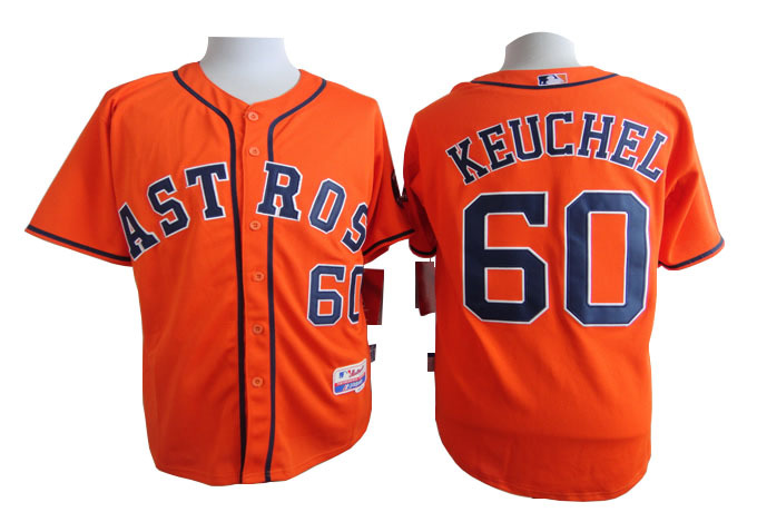 Houston Astros 60 Dallas Keuchel Orange men baseball mlb Jerseys