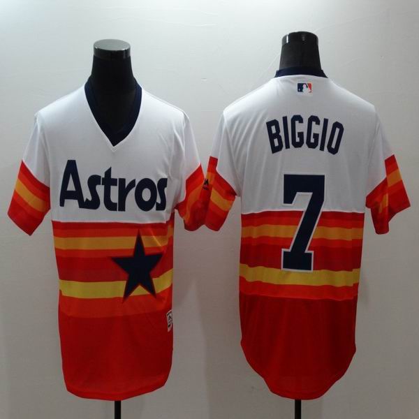 Houston Astros 7 Craig Biggio Authentic throwback Orange white men baseball mlb jersey