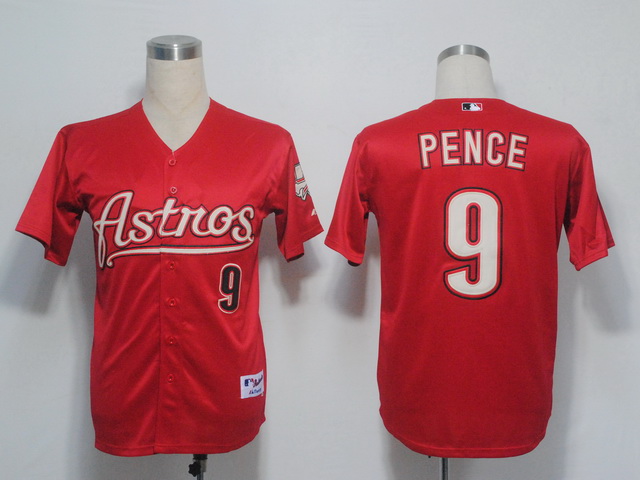 Houston Astros 9 Pence red men baseball mlb jerseys