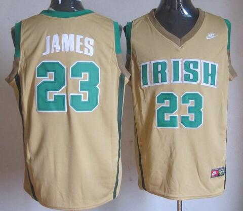 Irish High School Lebron James #23 Swingman Gold NBA Jerseys