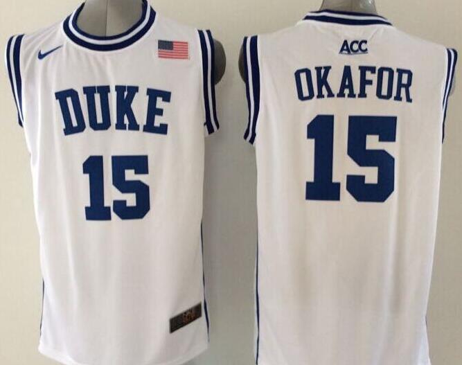 Jahlil Okafor #15 Duke Blue Devils White Round Neck Basketball Jersey