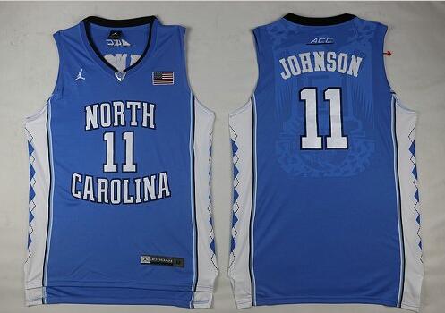 Johnson North Carolina #11 Blue College Basketball Jersey