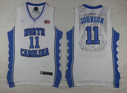 Johnson North Carolina #11 White College Basketball Jersey