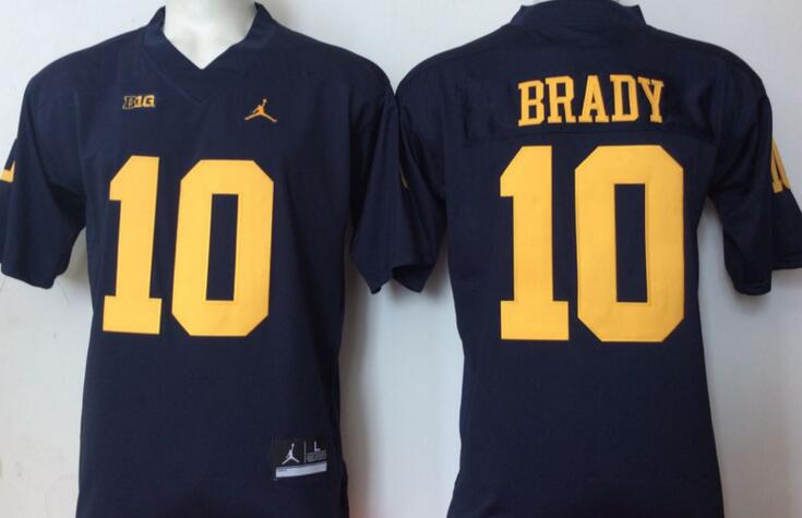 Jordan Michigan Wolverines 10 Tom Brady blue men NCAA college Football Jerseys Jordan Michigan Wolverines 10 Tom Brady blue men NCAA college Football Jerseys