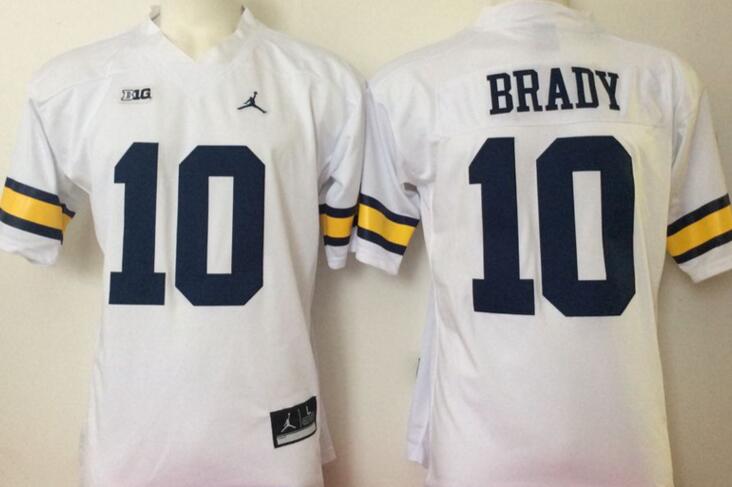 Jordan Michigan Wolverines 10 Tom Brady white men NCAA college Football Jerseys