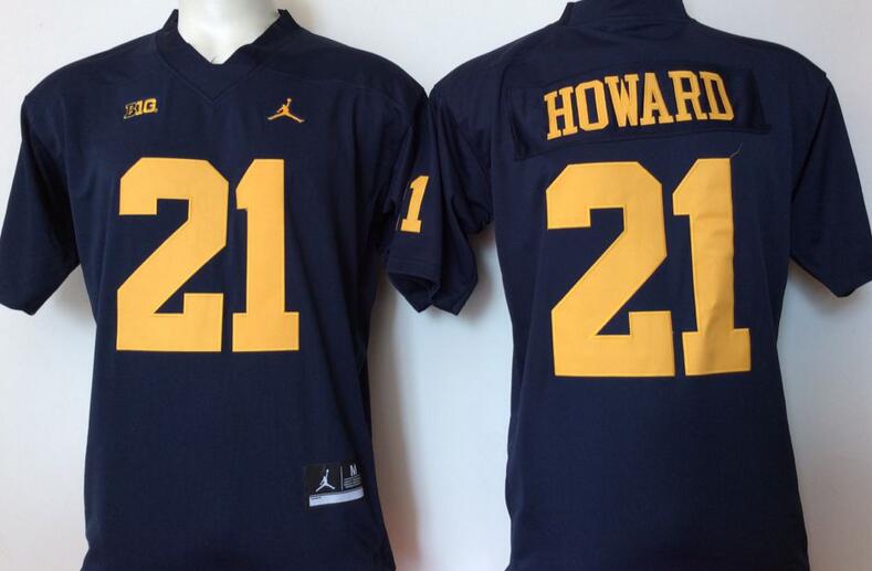 Jordan Michigan Wolverines 21 Desmond Howard blue men NCAA college Football Jerseys