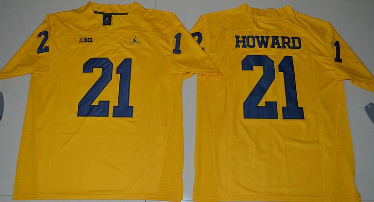 Jordan Michigan Wolverines 21 Desmond Howard yellow men NCAA college Football Jerseys