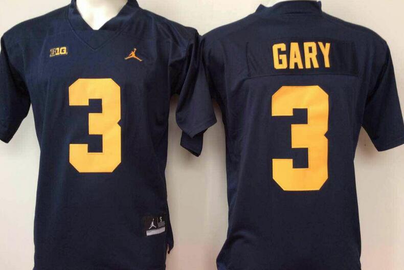 Jordan Michigan Wolverines 3 gary blue men NCAA college Football Jerseys