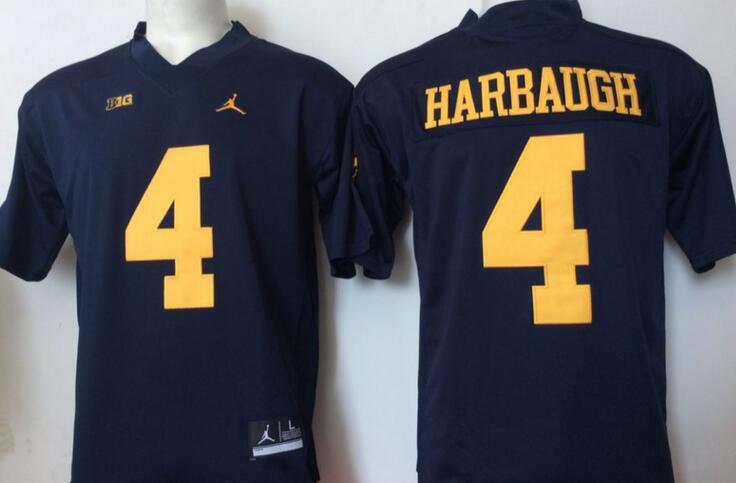 Jordan Michigan Wolverines 4 Jim Harbaugh blue men NCAA college Football Jerseys