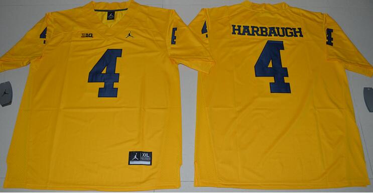 Jordan Michigan Wolverines 4 Jim Harbaugh yellow men NCAA college Football Jerseys