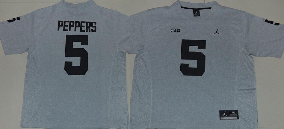 Jordan Michigan Wolverines 5 Jabrill Peppers grey men NCAA college Football Jerseys Jordan Michigan Wolverines 5 Jabrill Peppers grey men NCAA college Football Jerseys