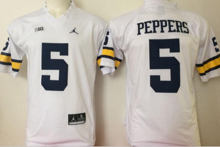 Jordan Michigan Wolverines 5 Jabrill Peppers white men NCAA college Football Jerseys