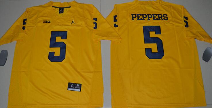 Jordan Michigan Wolverines 5 Jabrill Peppers yellow men NCAA college Football Jerseys
