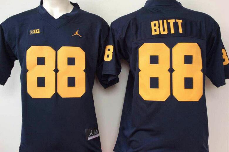 Jordan Michigan Wolverines 88 butt blue men NCAA college Football Jerseys