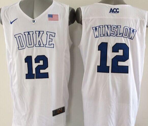 Justise Winslow Duke Blue Devils #12 Basketball White Jersey