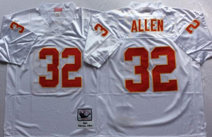 Kansas City Chiefs 32 Marcus Allen white men Throwback NFL football Jerseys