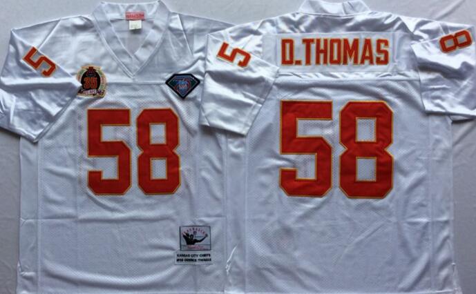 Kansas City Chiefs 58 Derrick Thomas white men Throwback NFL football Jerseys