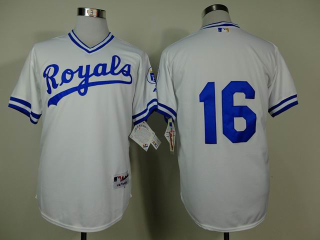 Kansas City Royals 16 Bo Jackson throwback white baseball jerseys