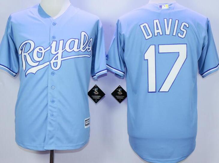 Kansas City Royals 17davis majestic skyblue men baseball mlb Jersey