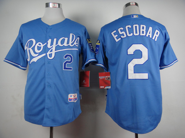 Kansas City Royals 2 Alcides Escobar skyBlue men baseball mlb jersey
