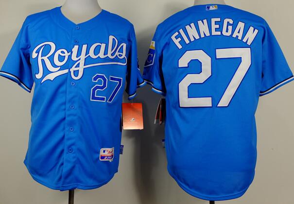Kansas City Royals 27 finnegan blue men baseball mlb jerseys
