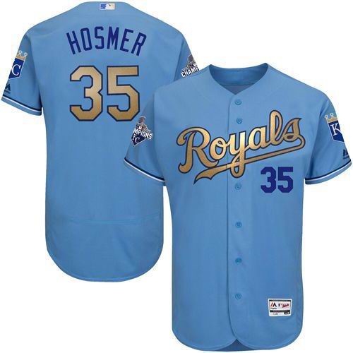 Kansas City Royals 35 Eric Hosmer skyblue gold Flexbase Authentic Collection baseball mlb Jersey