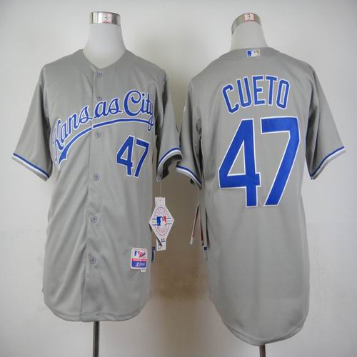 Kansas City Royals 47 Johnny Cueto Grey mlb baseball Jerseys