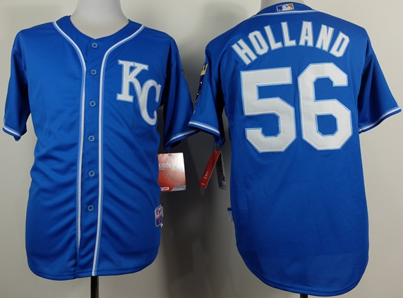 Kansas City Royals 56 Greg Holland Blue men baseball mlb jersey